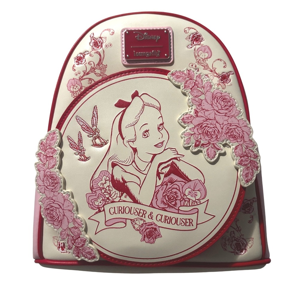 Disney Loungefly Alice in Wonderland Curiouser Sketch Scented Mini Backpack Red
